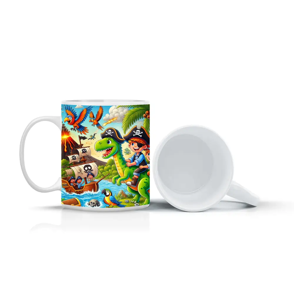 Pirate Kids Riding Dinosaur Treasure Island – Mugs