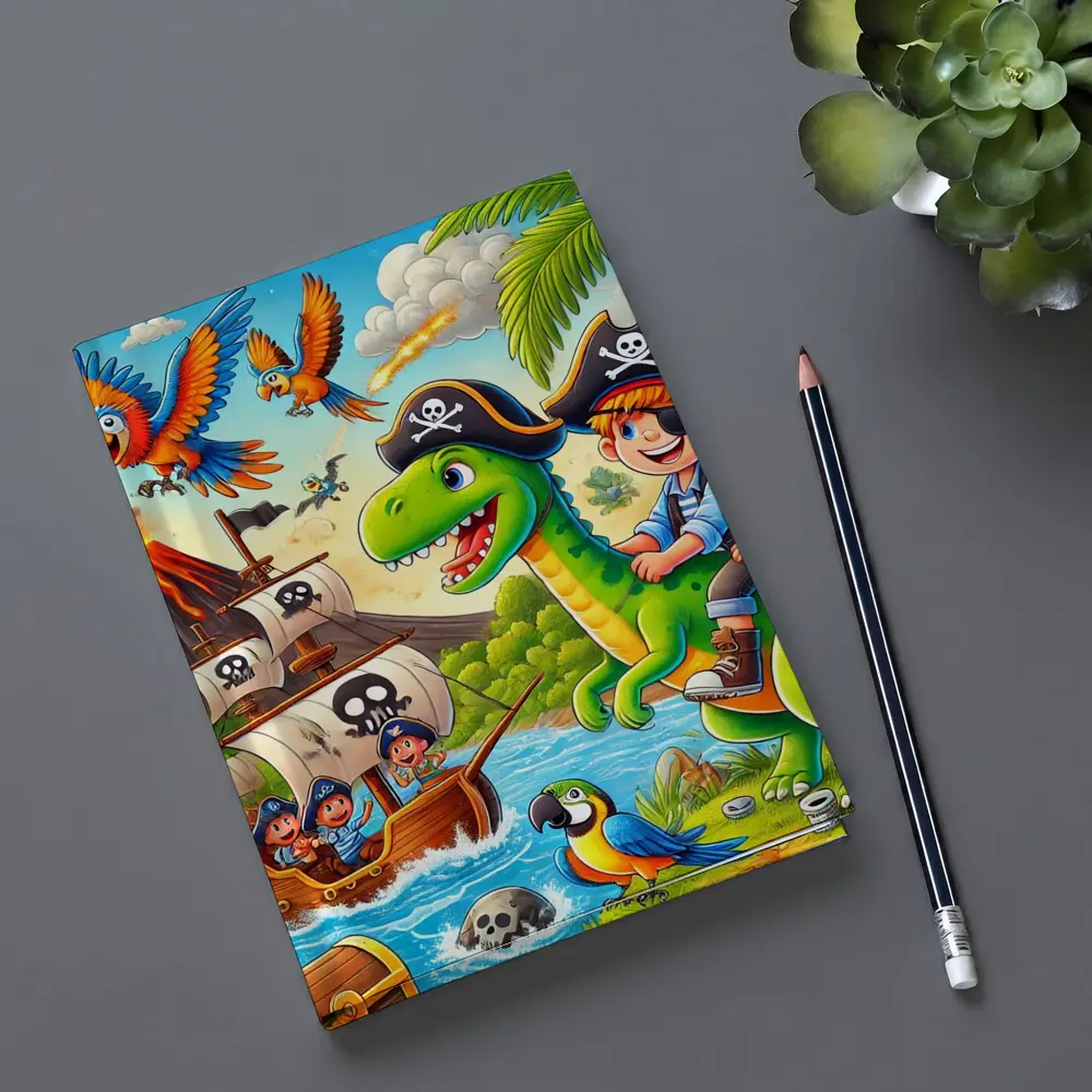 Pirate Kids Riding Dinosaur Treasure Island – Notebooks