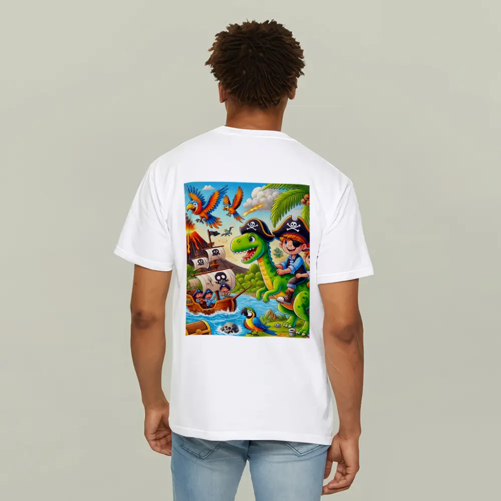 Pirate Kids Riding Dinosaur Treasure Island – T-Shirts