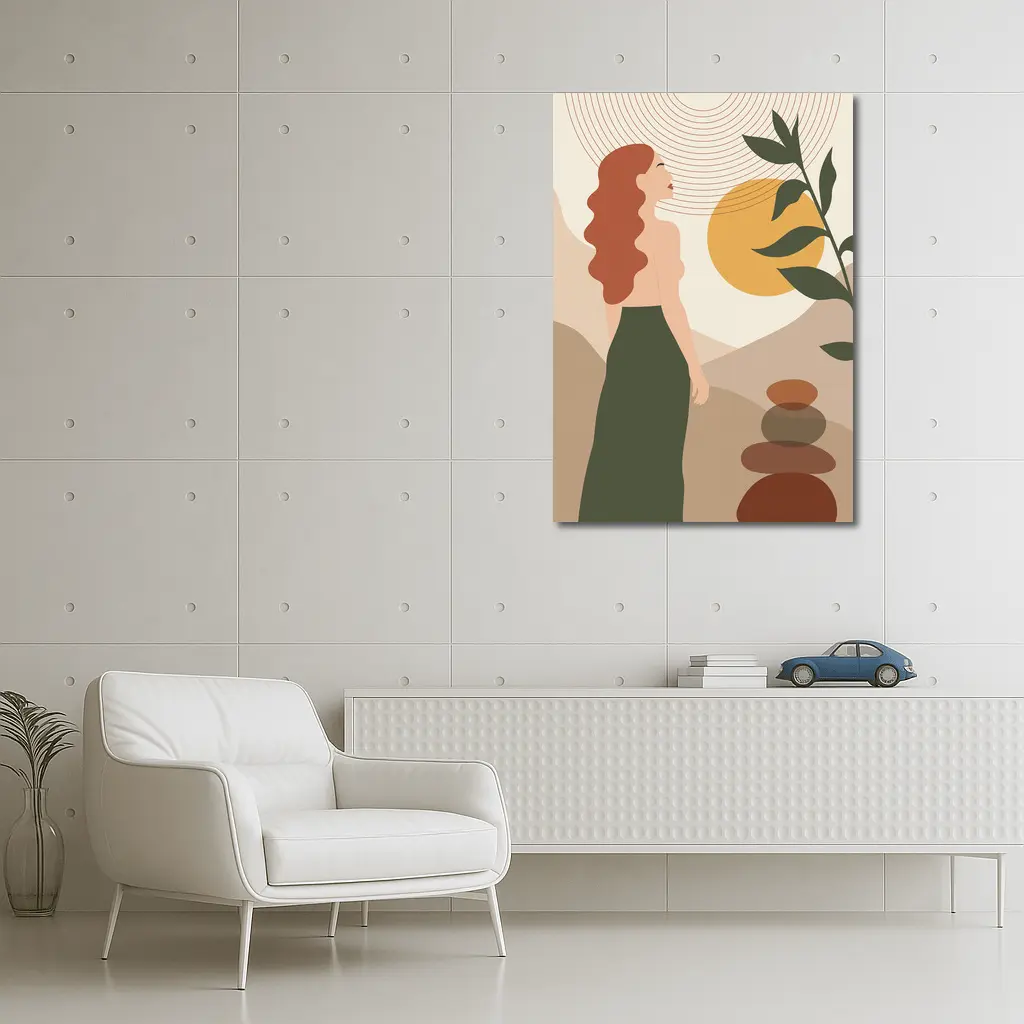 Boho Woman Sun Zen Stones Nature Art – Wall Art
