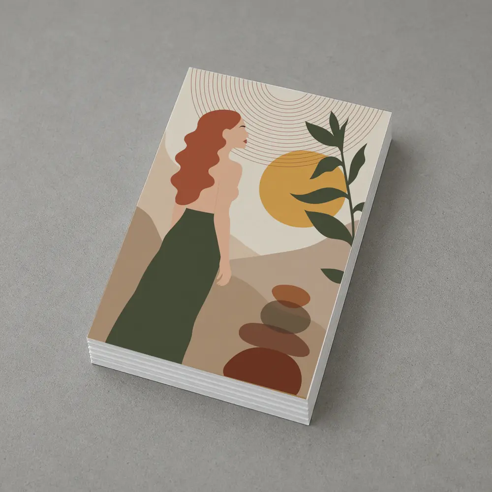 Boho Woman Sun Zen Stones Nature Art – Postcards