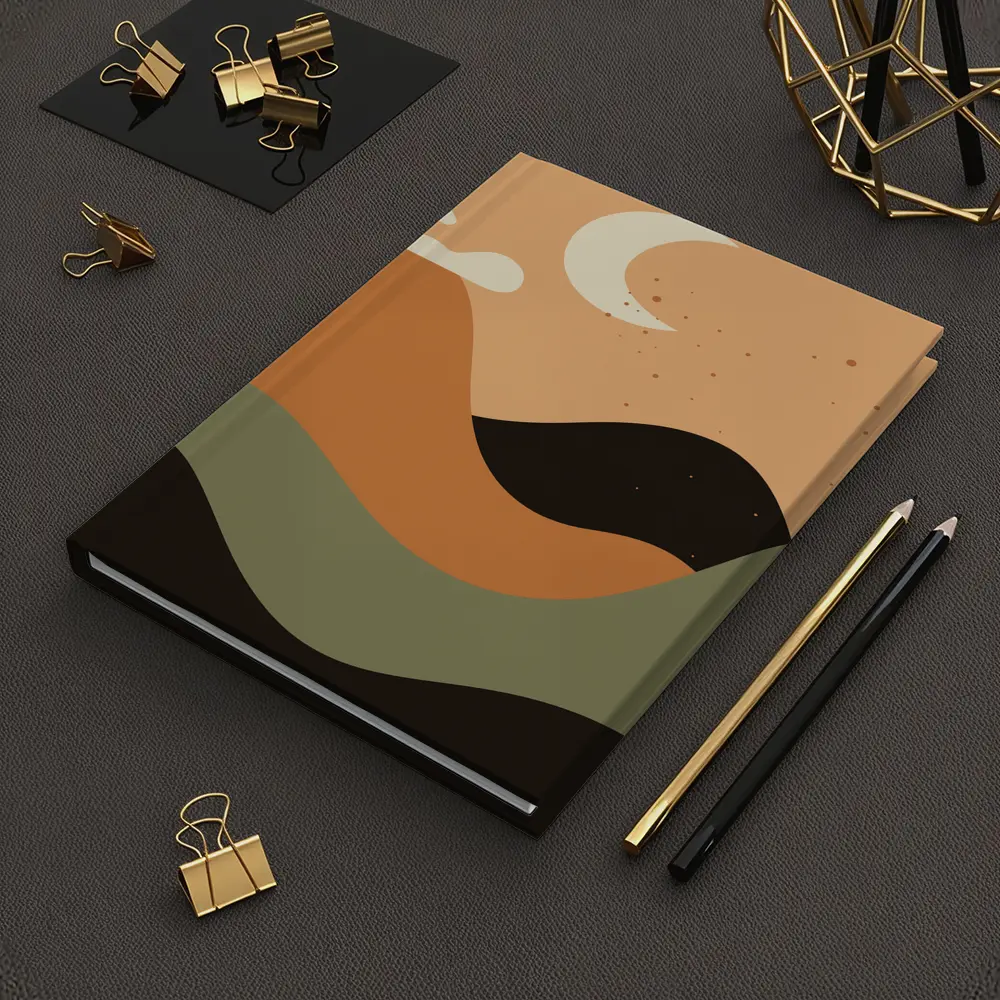 Boho Desert Moon Abstract Mountain Landscape Art – Notebooks