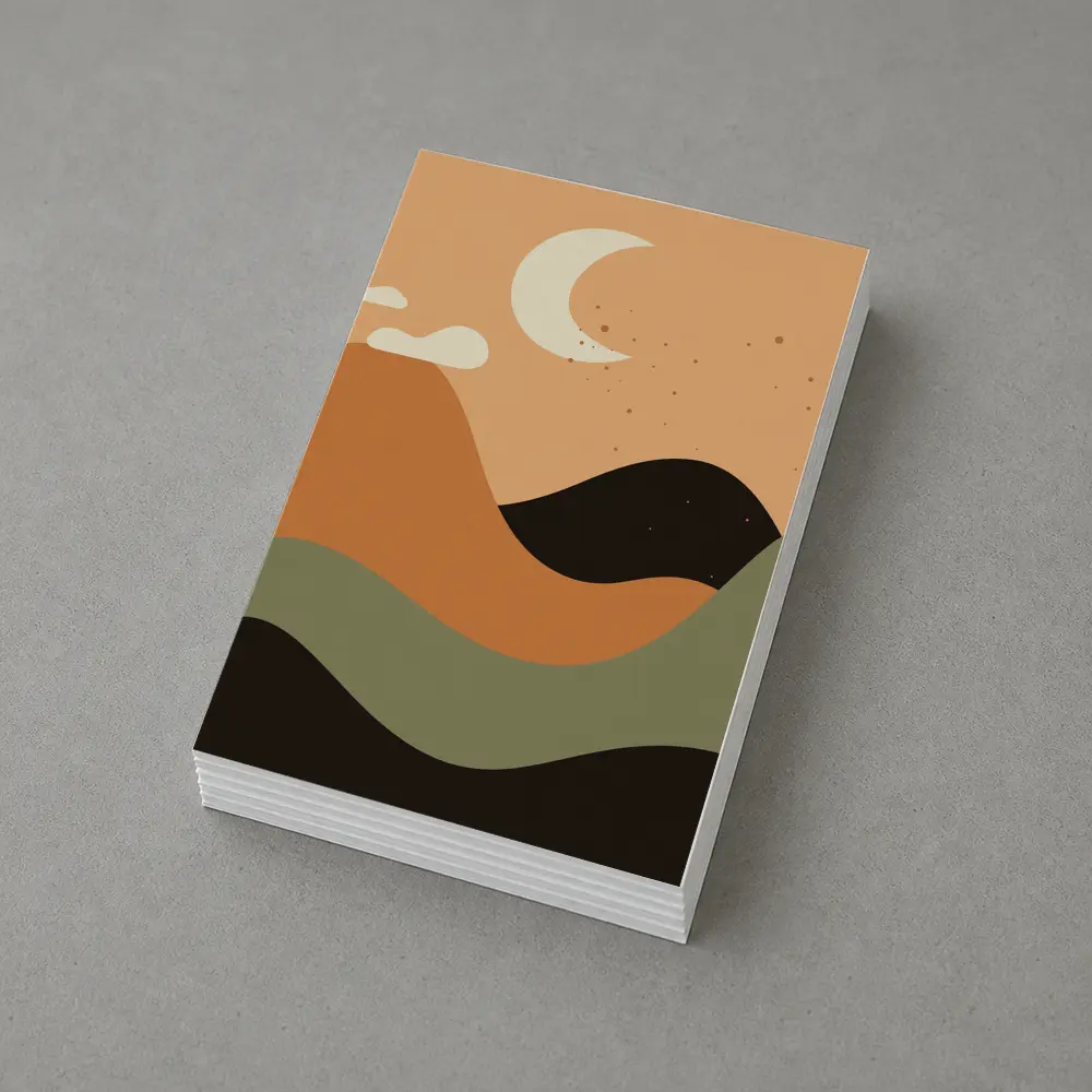 Boho Desert Moon Abstract Mountain Landscape Art – Postcards