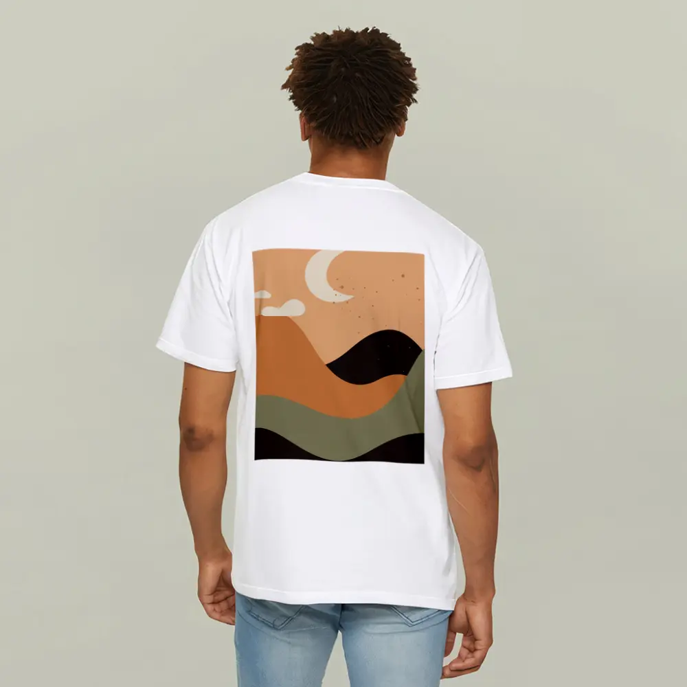 Boho Desert Moon Abstract Mountain Landscape Art – T-Shirts
