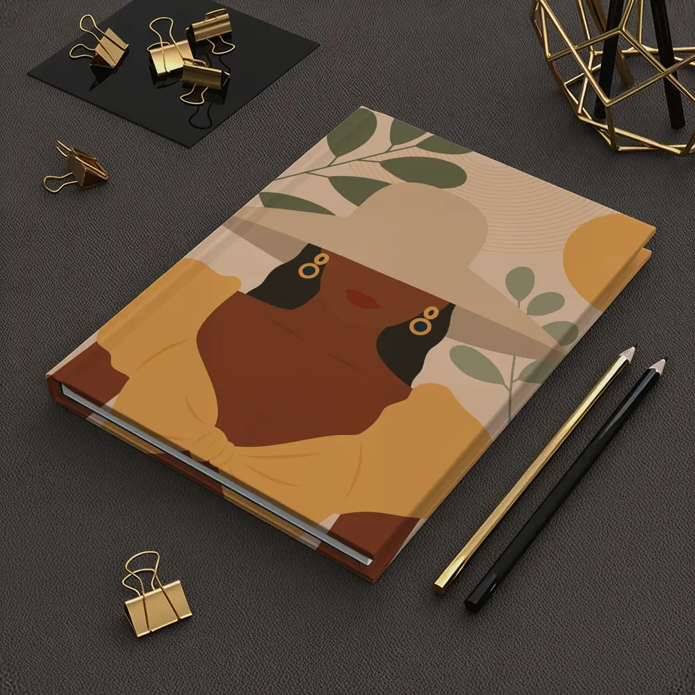 Boho Woman Wide Hat Sun Leaves – Notebooks