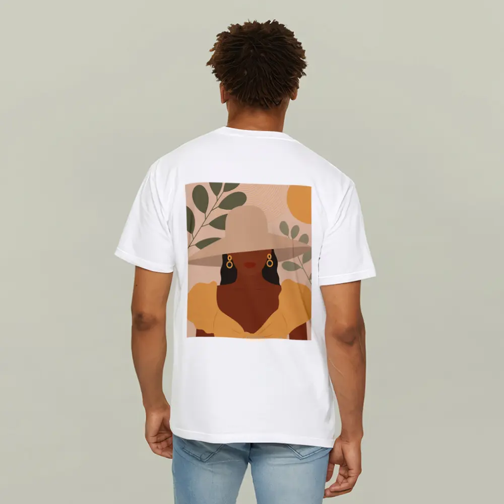 Boho Woman Wide Hat Sun Leaves – T-Shirts