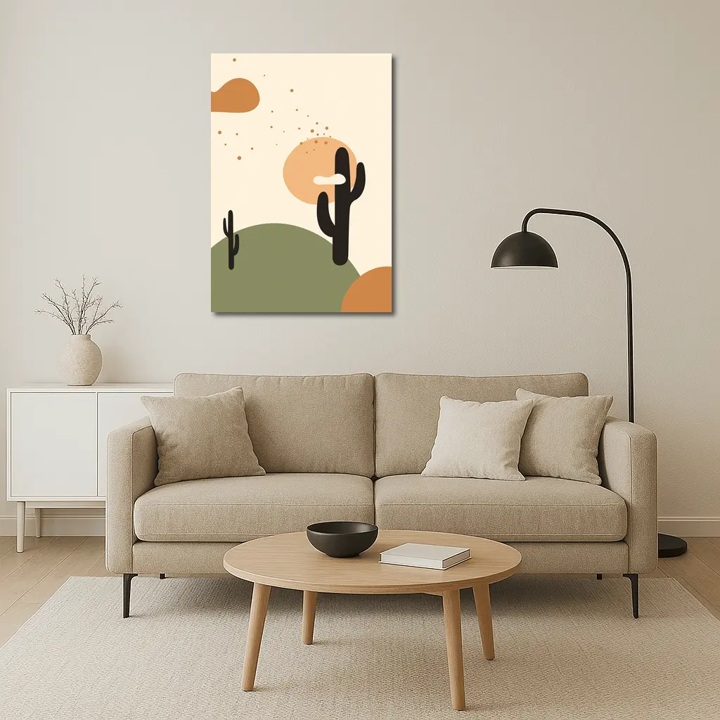 Boho Desert Cactus Minimalist Warm Tones Art – Wall Art