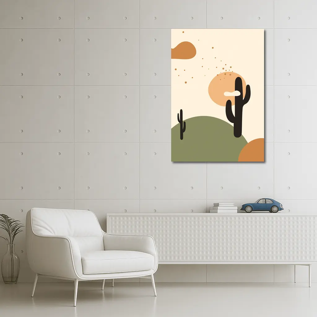 Boho Desert Cactus Minimalist Warm Tones Art – Wall Art