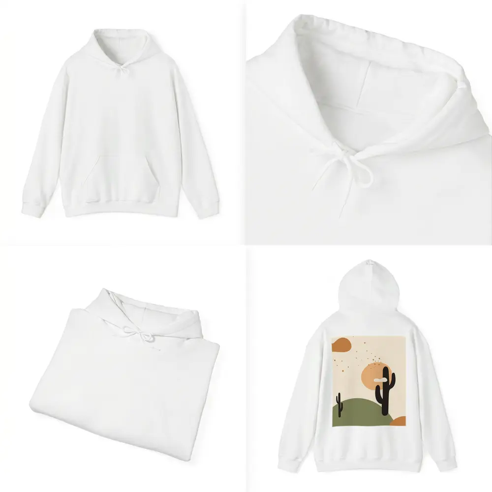 Boho Desert Cactus Minimalist Warm Tones Art – Hoodies