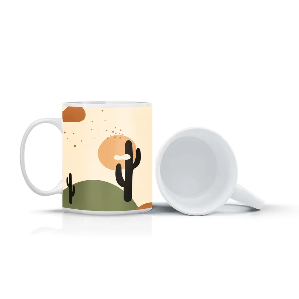 Boho Desert Cactus Minimalist Warm Tones Art – Mugs