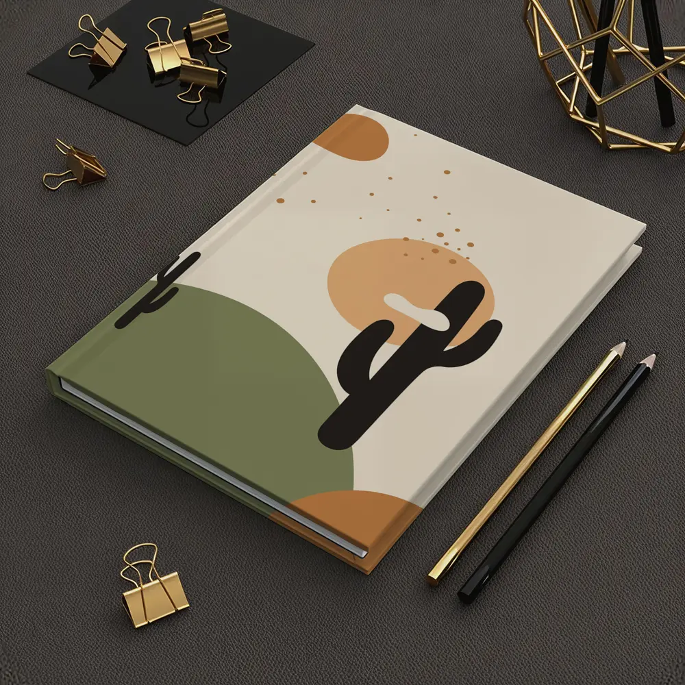 Boho Desert Cactus Minimalist Warm Tones Art – Notebooks