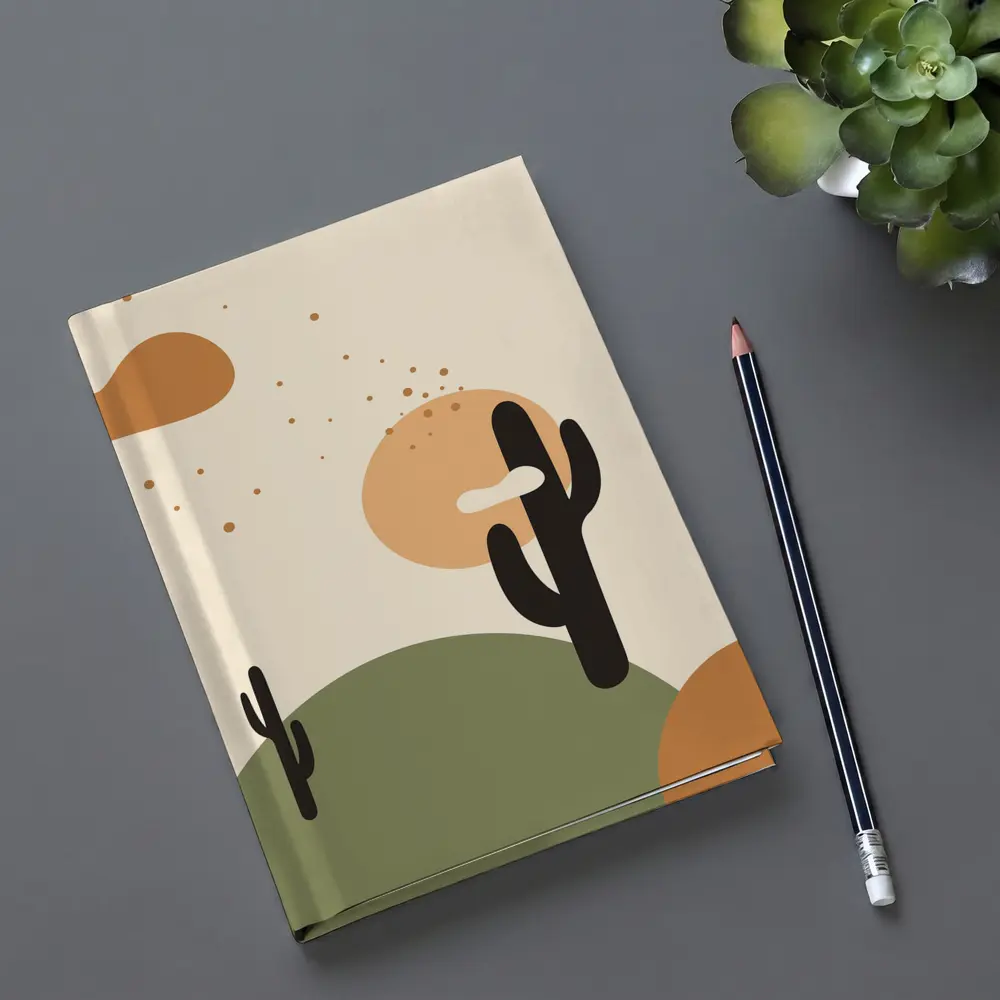 Boho Desert Cactus Minimalist Warm Tones Art – Notebooks