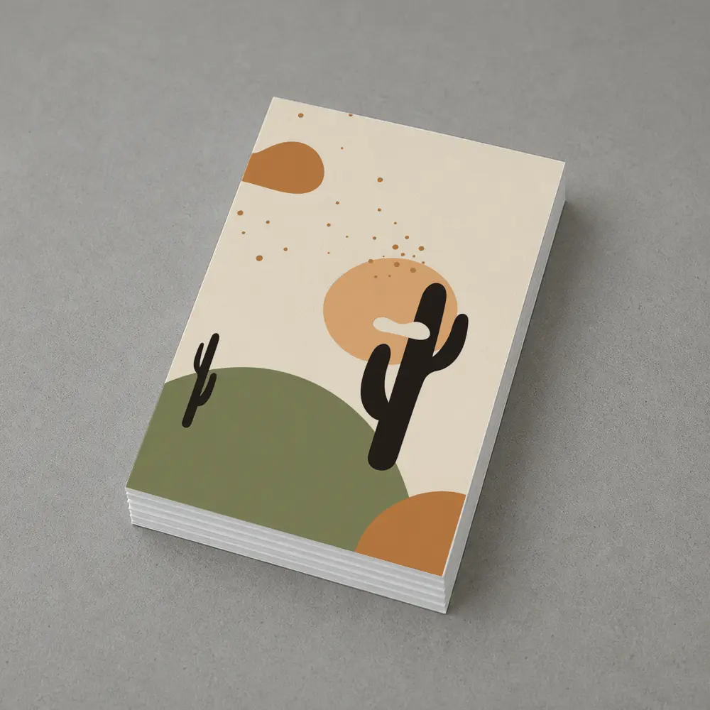 Boho Desert Cactus Minimalist Warm Tones Art – Postcards