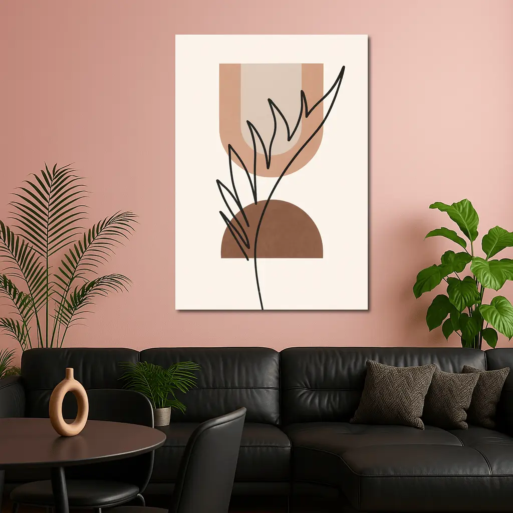 Boho Abstract Botanical Line Art Terracotta – Wall Art