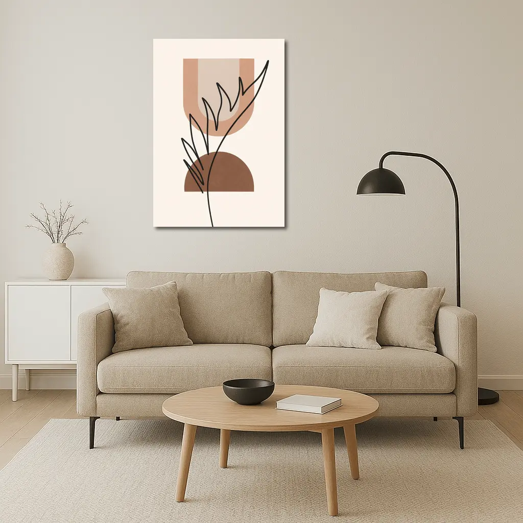 Boho Abstract Botanical Line Art Terracotta – Wall Art