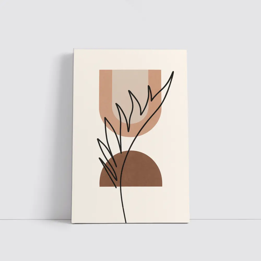 Boho Abstract Botanical Line Art Terracotta – Wall Art