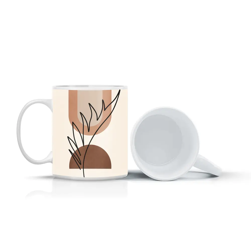 Boho Abstract Botanical Line Art Terracotta – Mugs