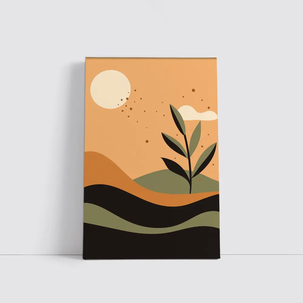 Boho Desert Plant Minimalist Terracotta Landscape Art – Wall Art