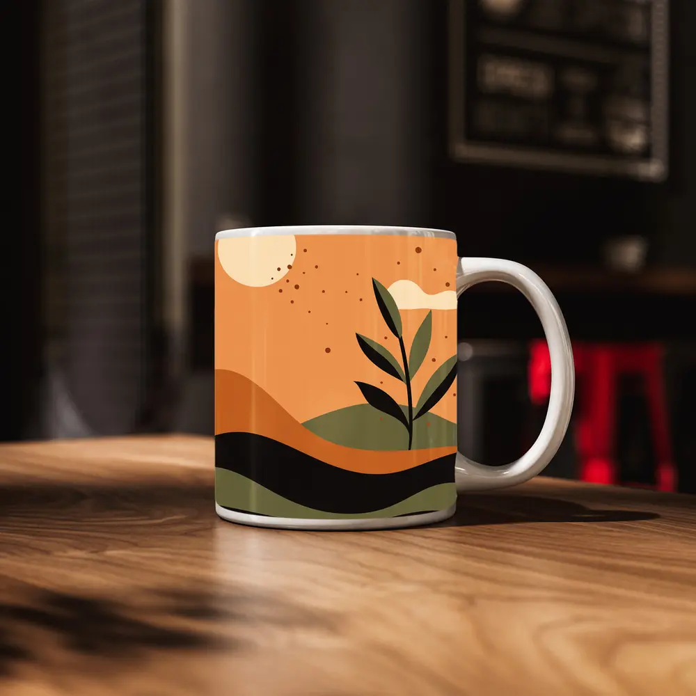 Boho Desert Plant Minimalist Terracotta Landscape Art – Mugs