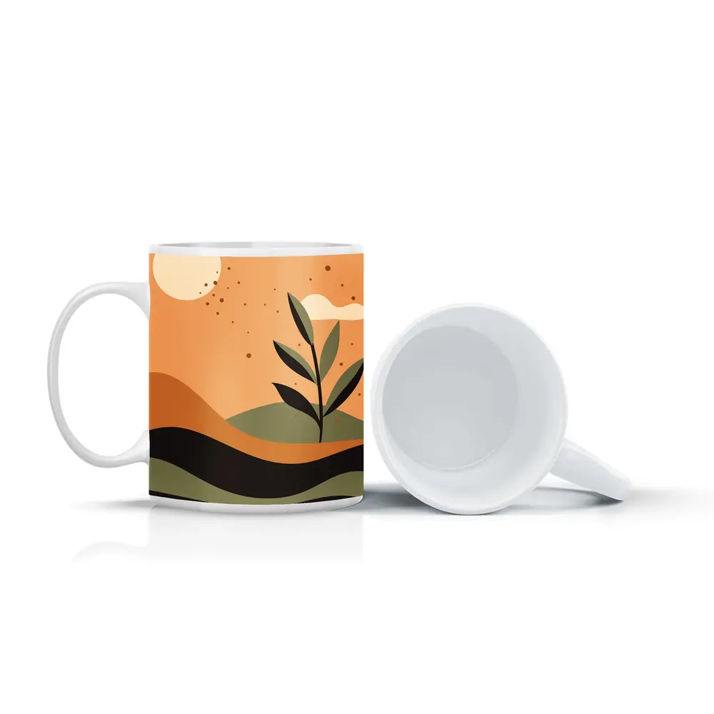 Boho Desert Plant Minimalist Terracotta Landscape Art – Mugs