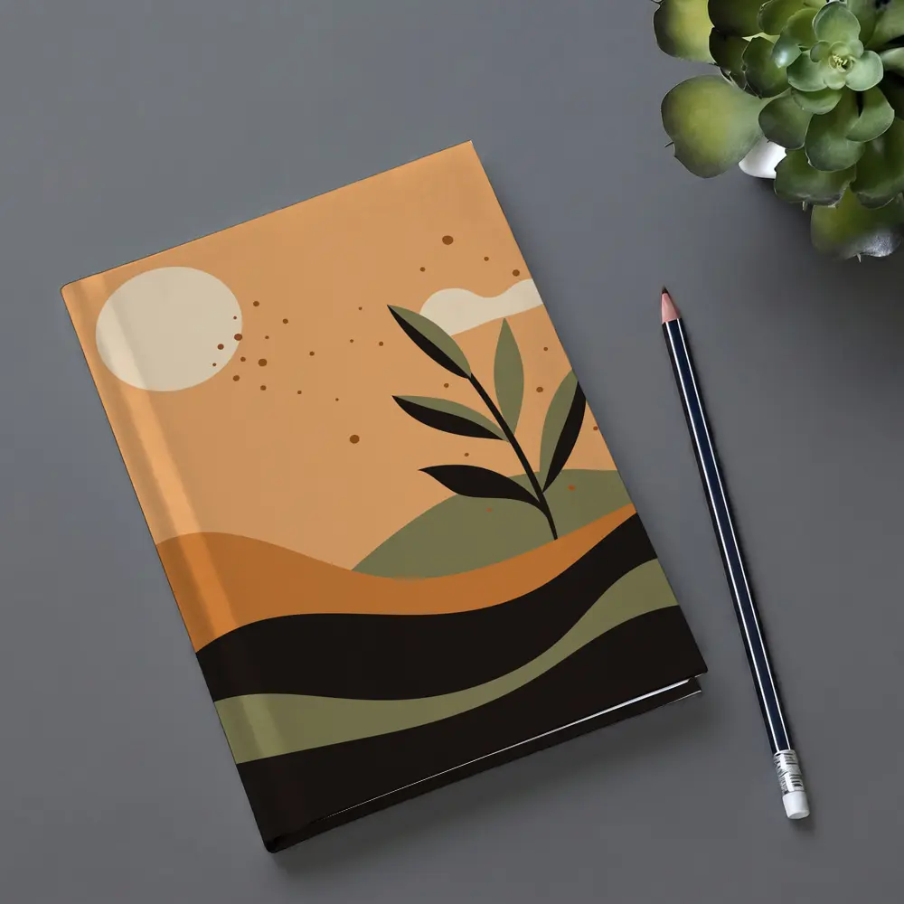 Boho Desert Plant Minimalist Terracotta Landscape Art – Notebooks