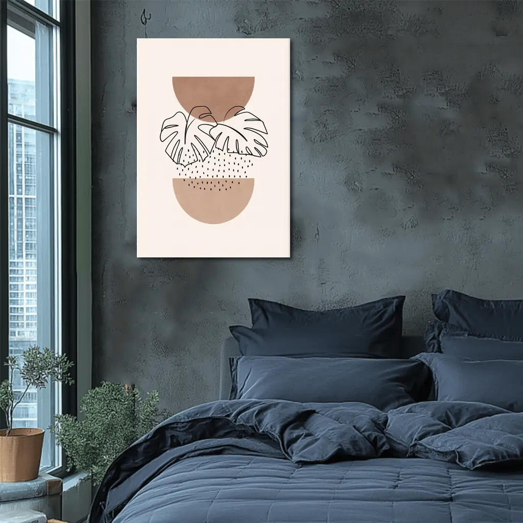 Monstera Leaves Boho Abstract Terracotta Shapes – Wall Art