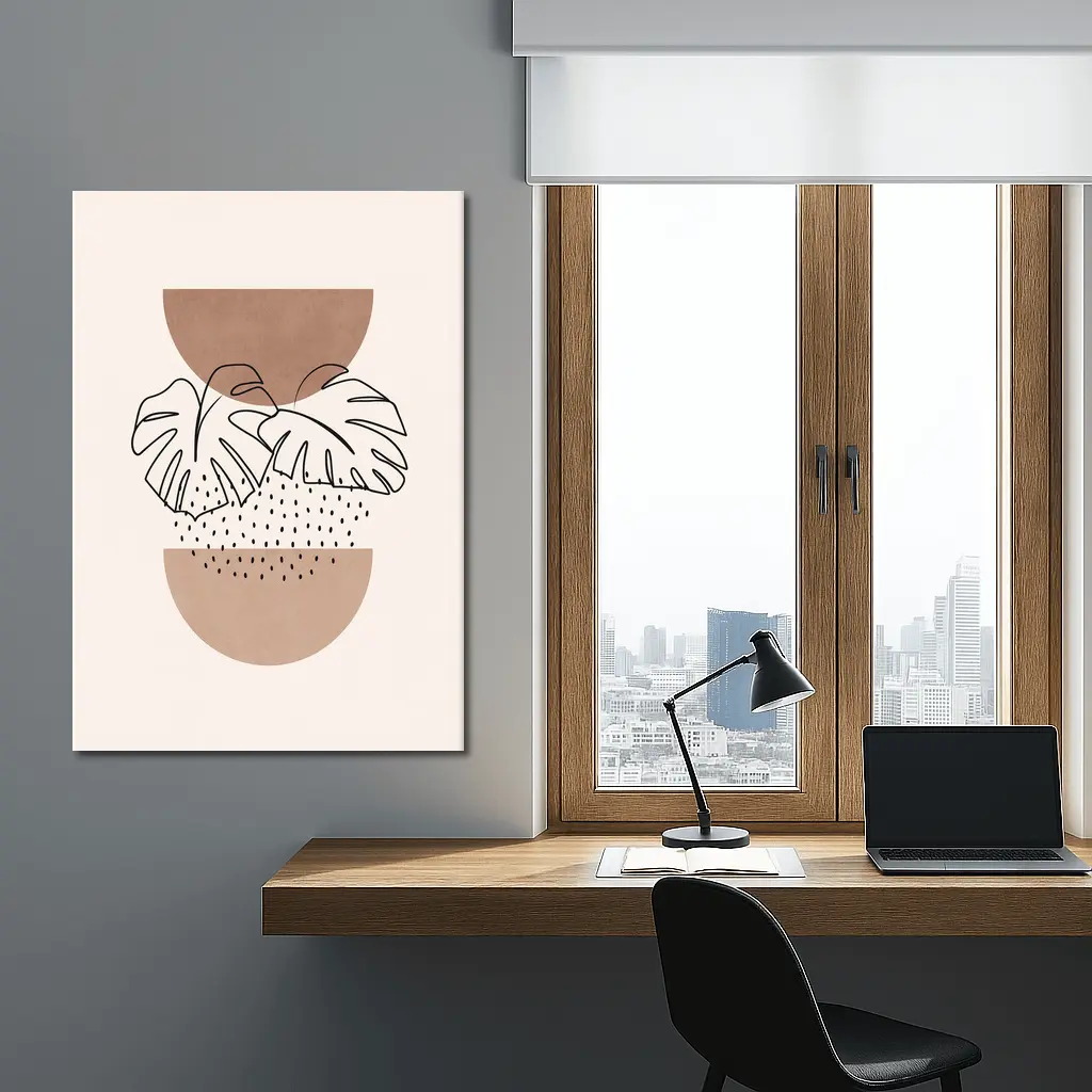 Monstera Leaves Boho Abstract Terracotta Shapes – Wall Art