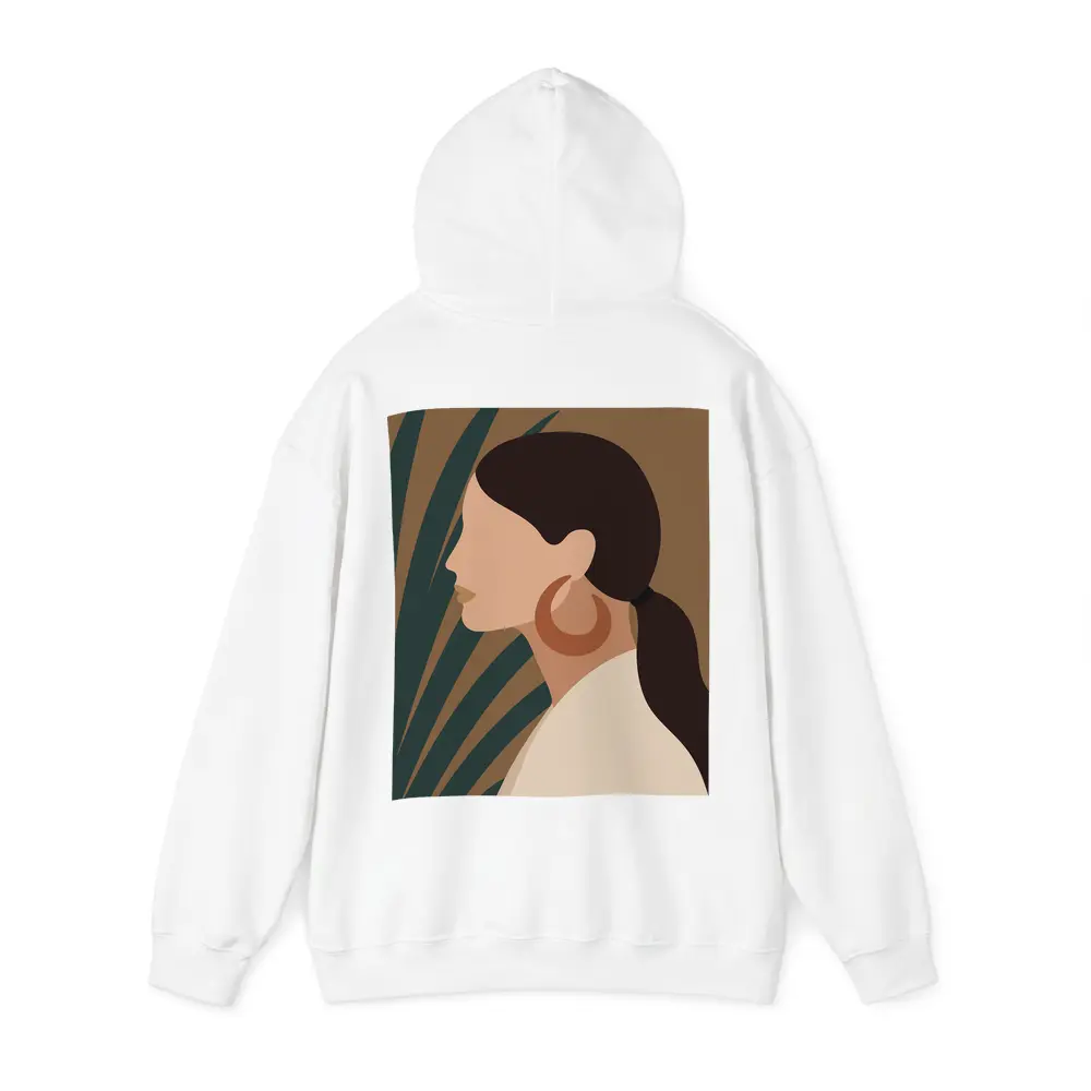 Boho Woman Profile Portrait Tropical Leaf Background – Hoodies