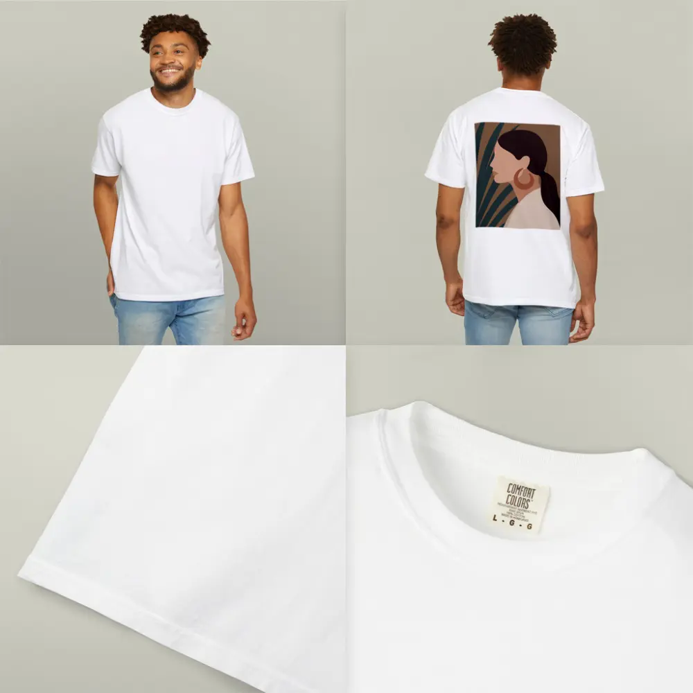 Boho Woman Profile Portrait Tropical Leaf Background – T-Shirts