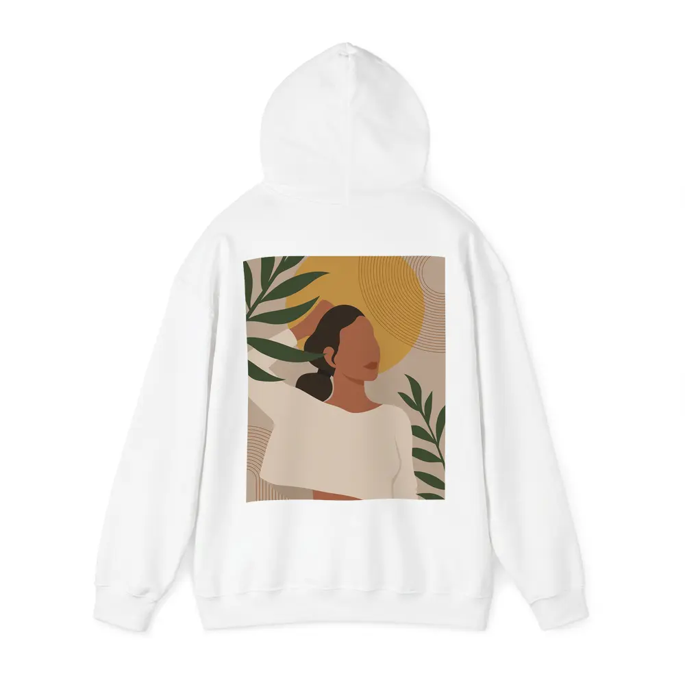 Boho Woman with Tropical Leaves Gold Sun – Hoodies