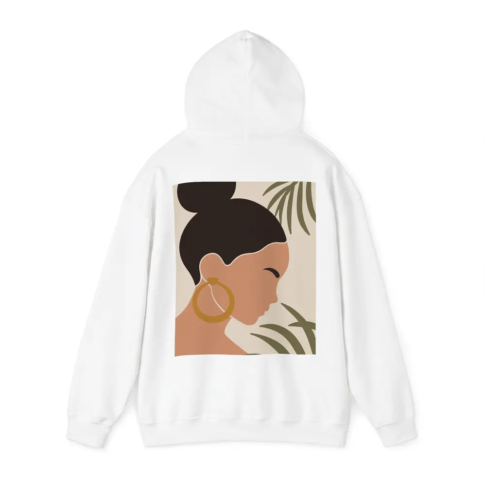 Minimal Woman Portrait Tropical Leaves Boho – Hoodies