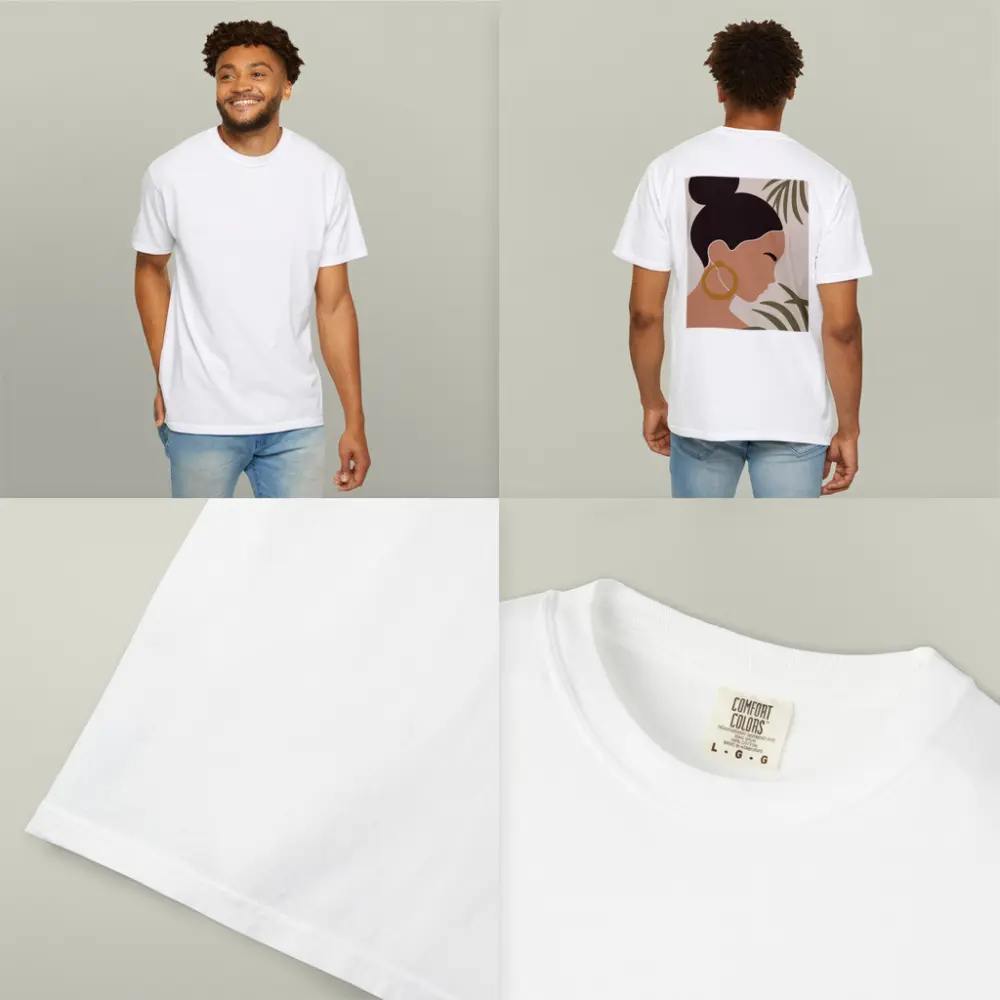 Minimal Woman Portrait Tropical Leaves Boho – T-Shirts
