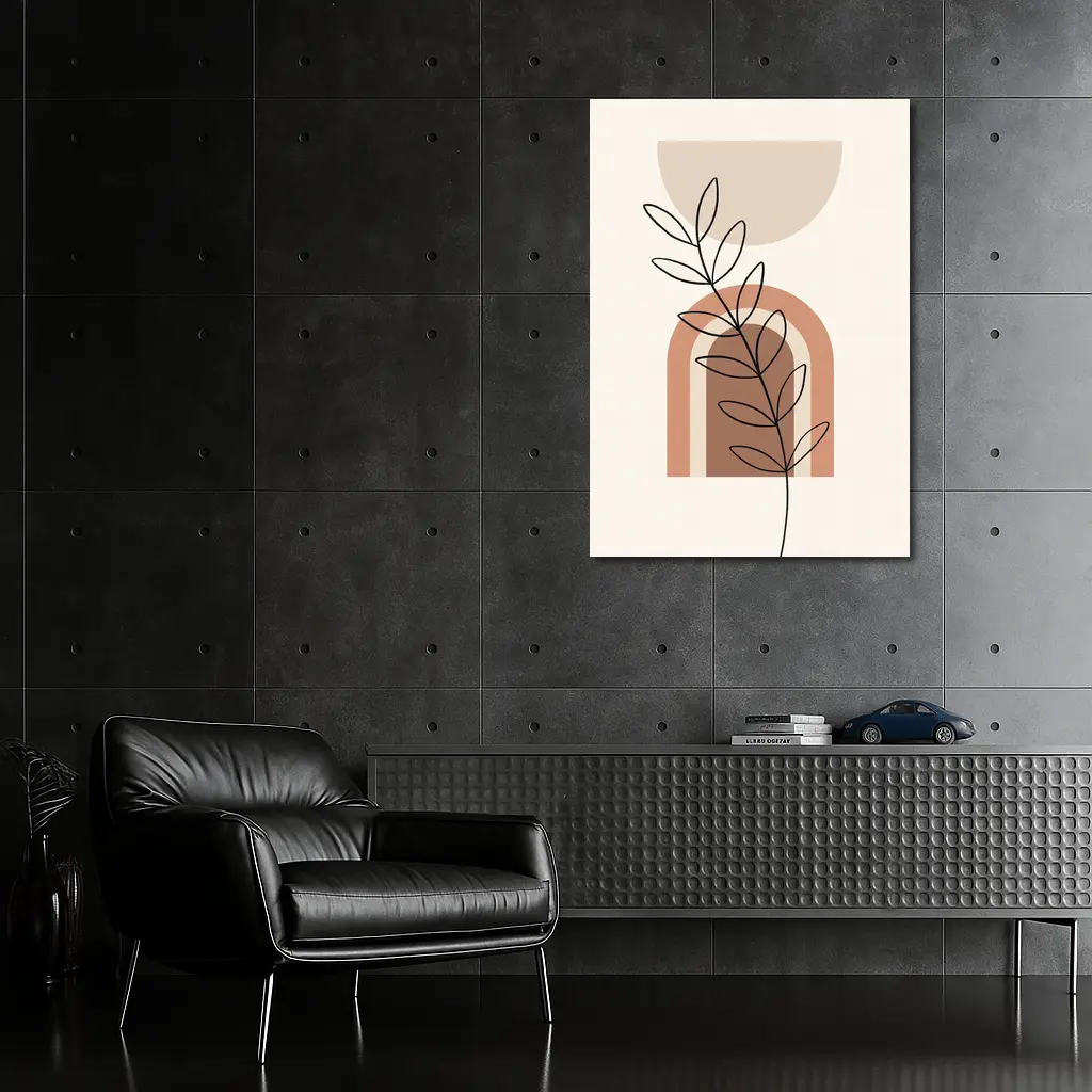 Boho Line Art Leaf Abstract Terracotta Arch – Wall Art