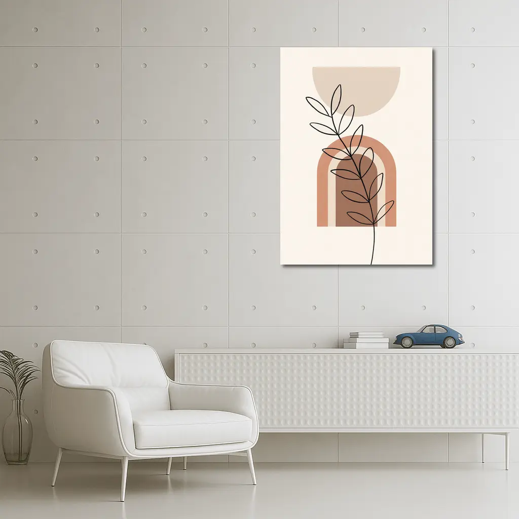 Boho Line Art Leaf Abstract Terracotta Arch – Wall Art