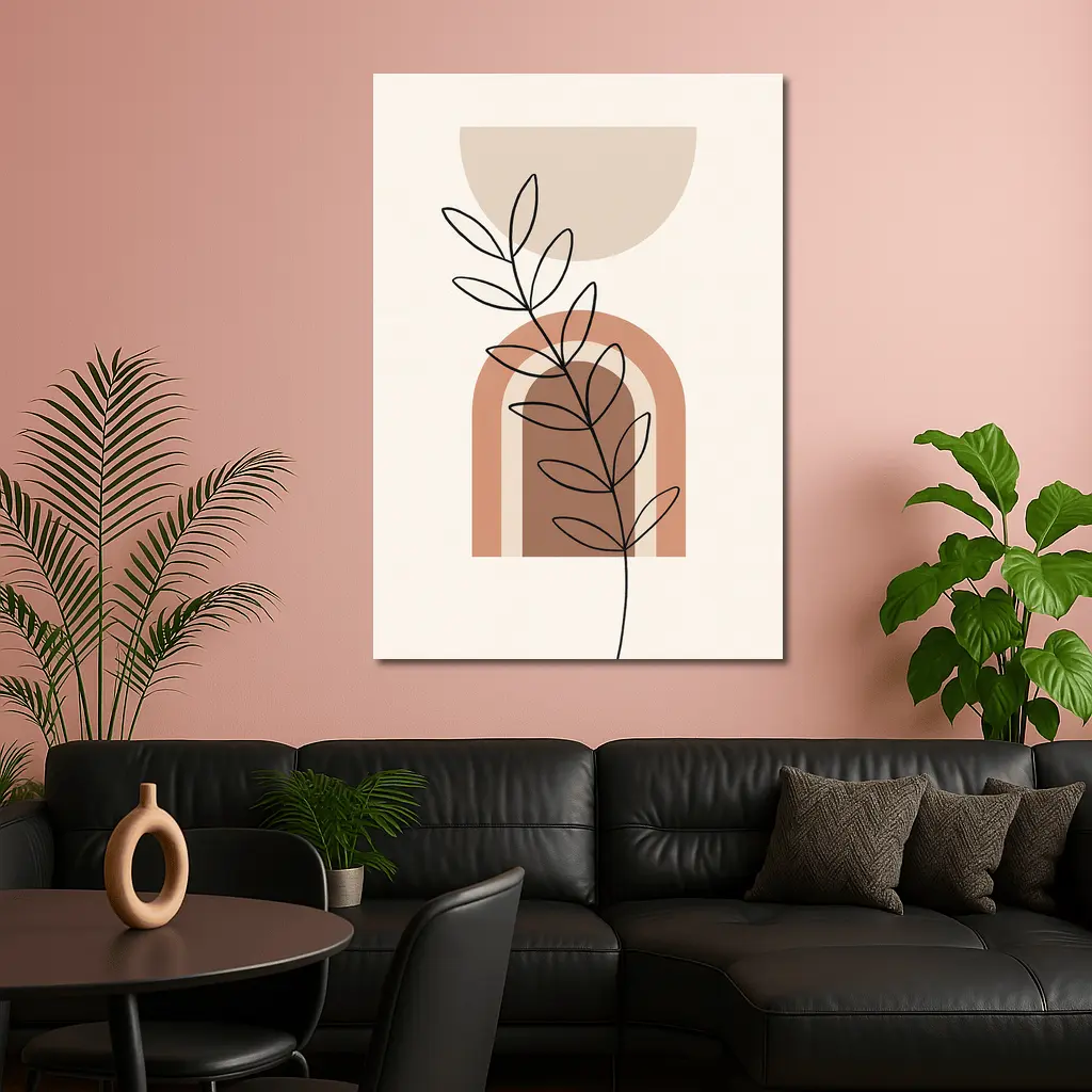 Boho Line Art Leaf Abstract Terracotta Arch – Wall Art