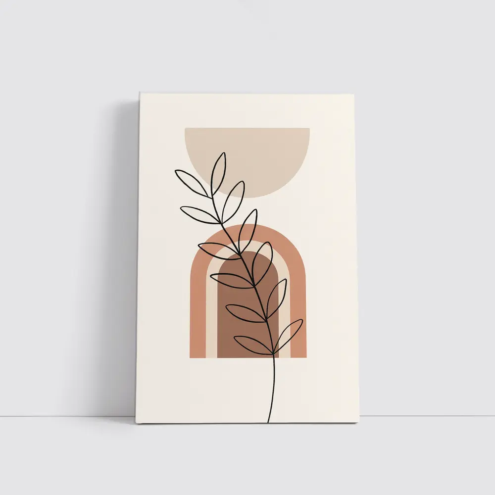 Boho Line Art Leaf Abstract Terracotta Arch – Wall Art