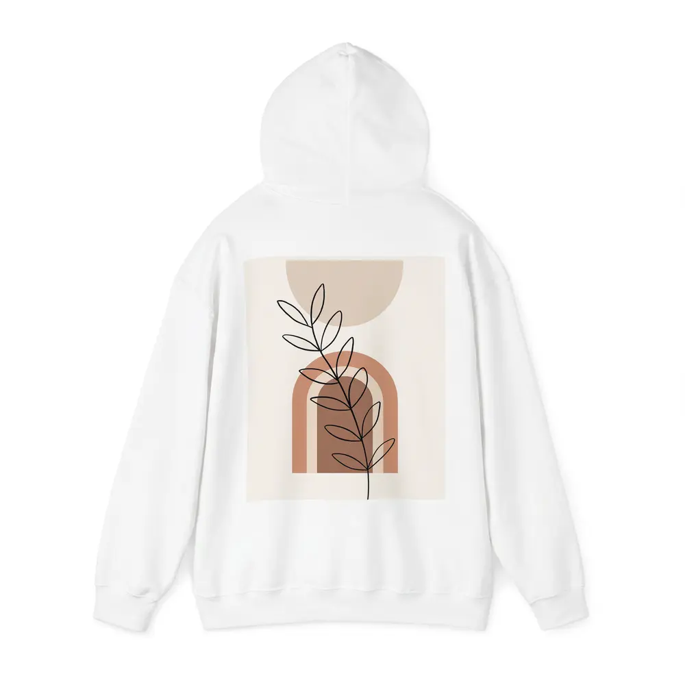 Boho Line Art Leaf Abstract Terracotta Arch – Hoodies