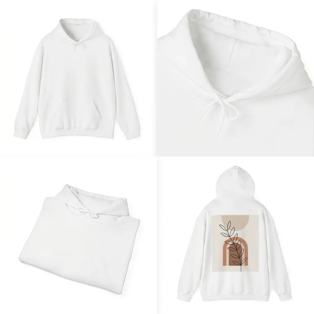 Boho Line Art Leaf Abstract Terracotta Arch – Hoodies