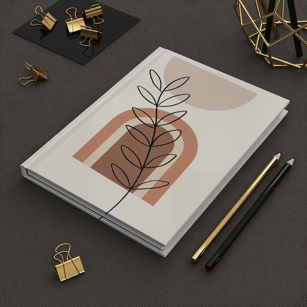 Boho Line Art Leaf Abstract Terracotta Arch – Notebooks