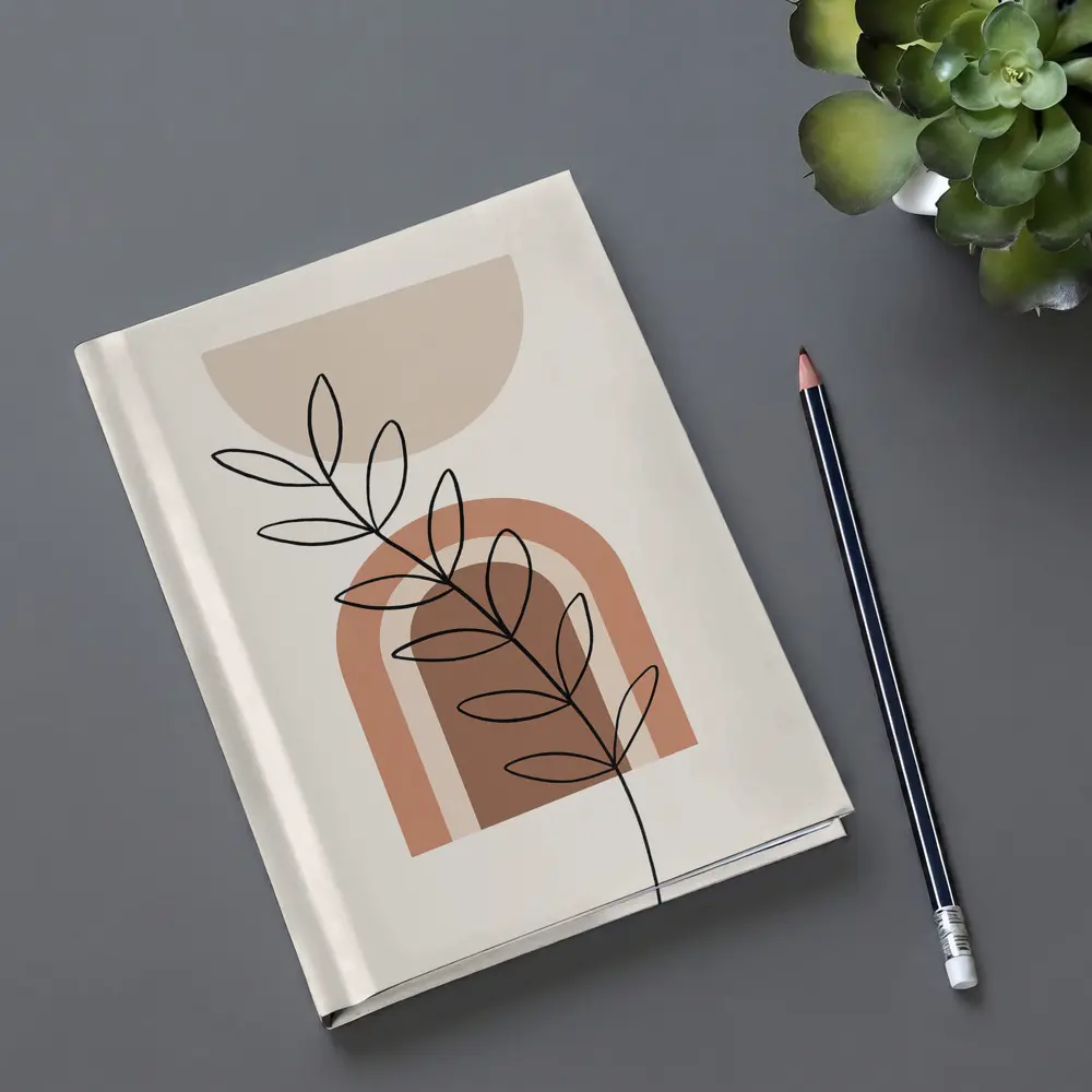 Boho Line Art Leaf Abstract Terracotta Arch – Notebooks