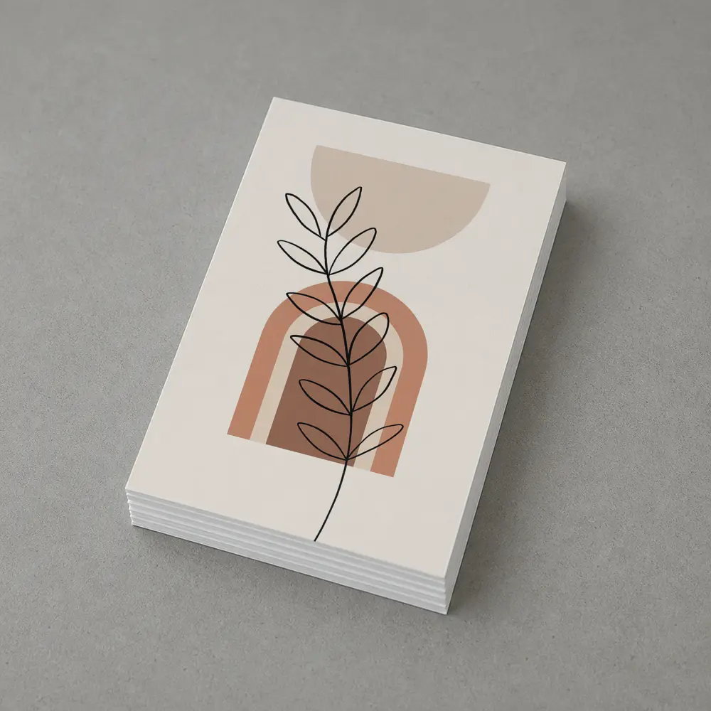 Boho Line Art Leaf Abstract Terracotta Arch – Postcards