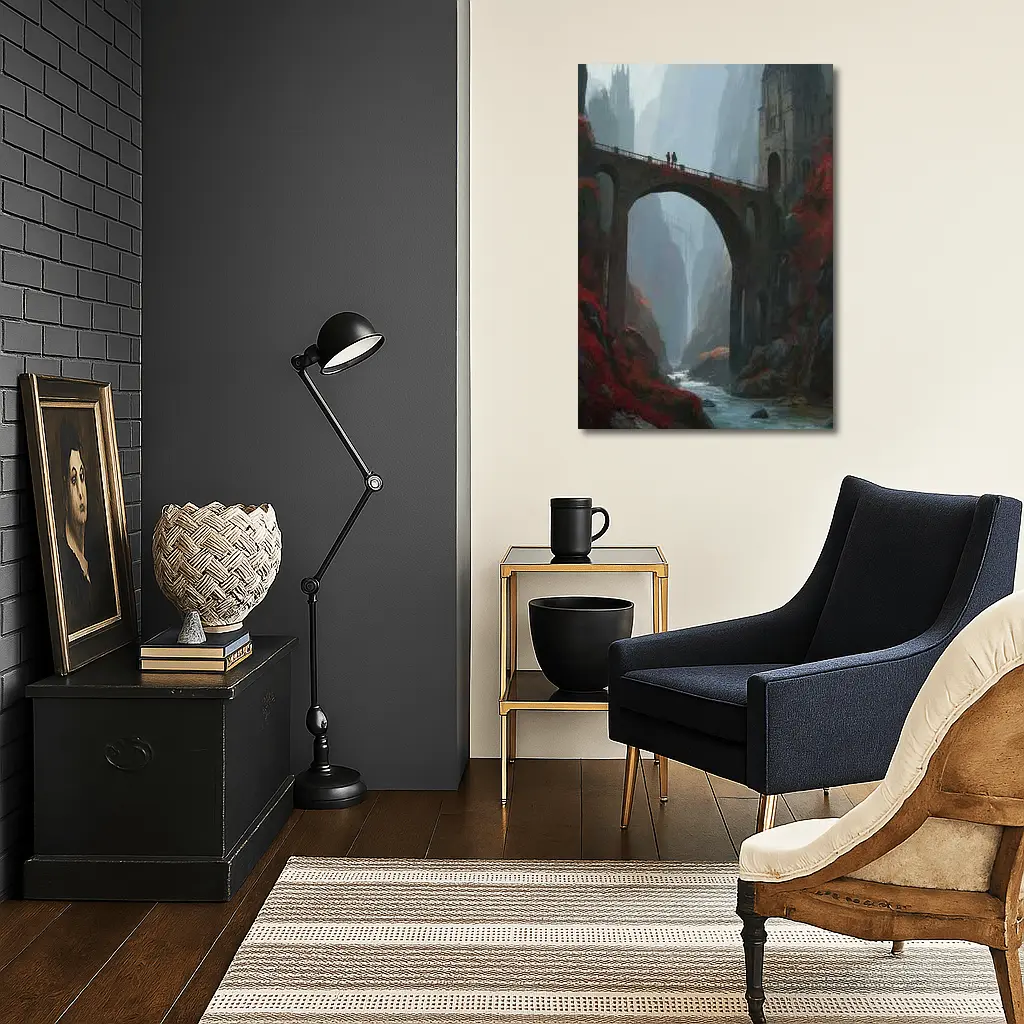 Fantasy Bridge Canyon Castle Dark Art – Wall Art