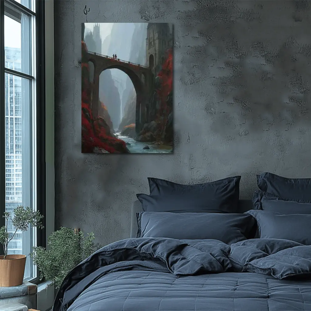 Fantasy Bridge Canyon Castle Dark Art – Wall Art