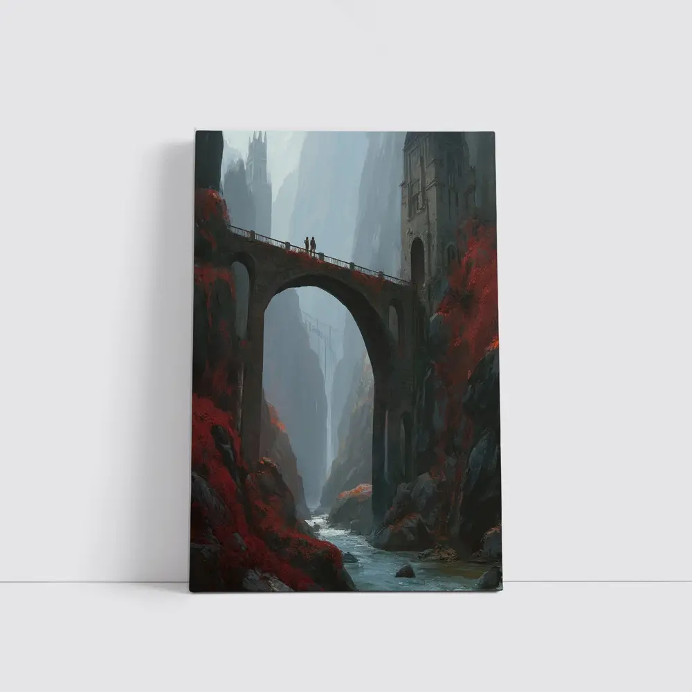 Fantasy Bridge Canyon Castle Dark Art – Wall Art
