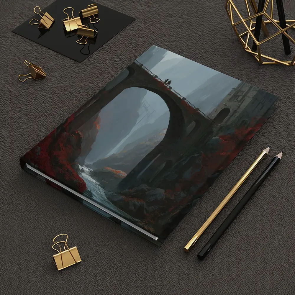 Fantasy Bridge Canyon Castle Dark Art – Notebooks