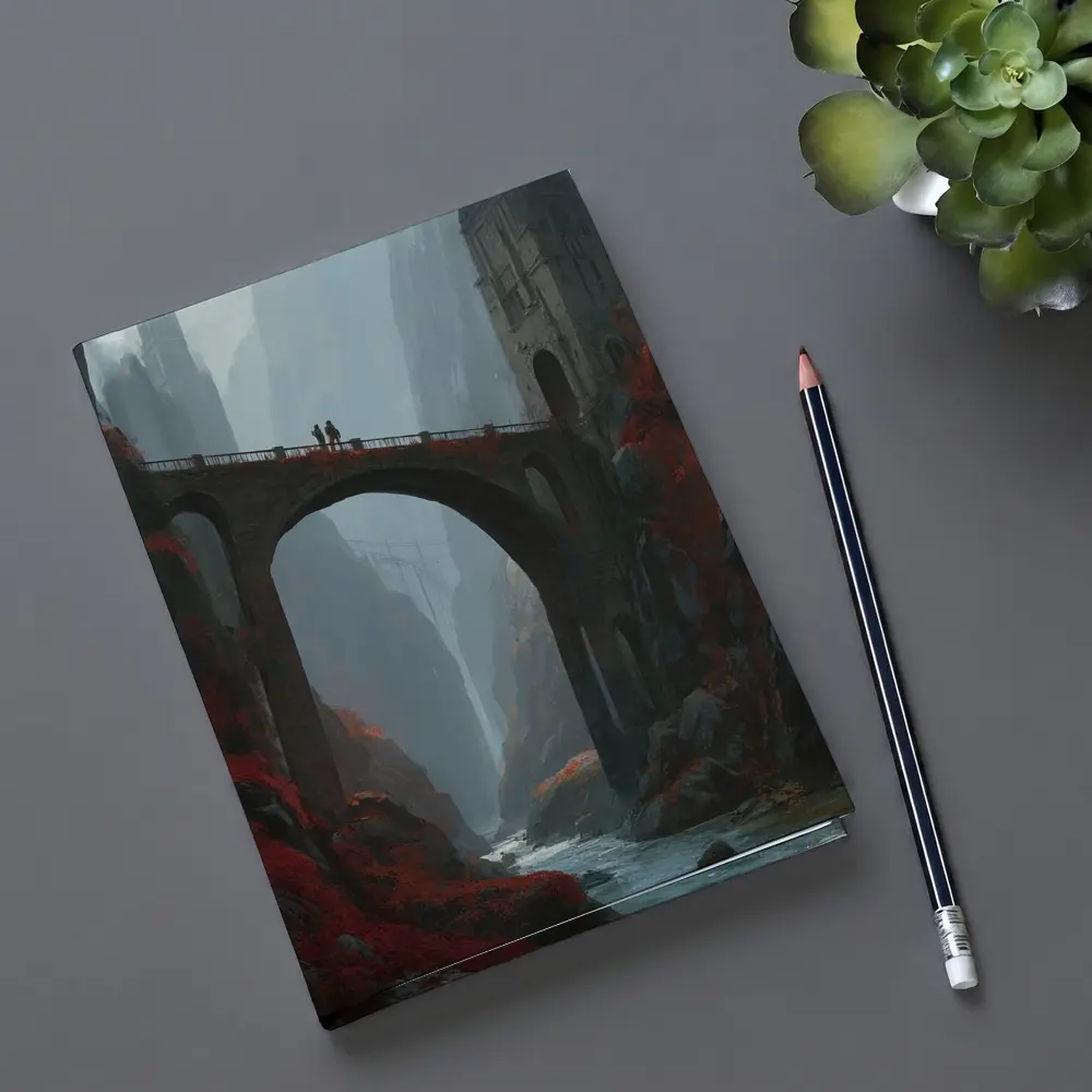 Fantasy Bridge Canyon Castle Dark Art – Notebooks
