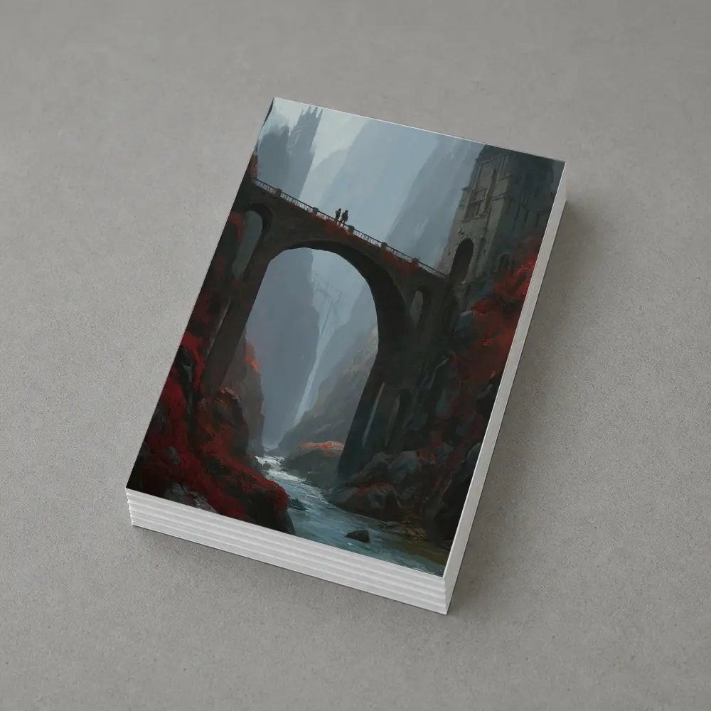 Fantasy Bridge Canyon Castle Dark Art – Postcards