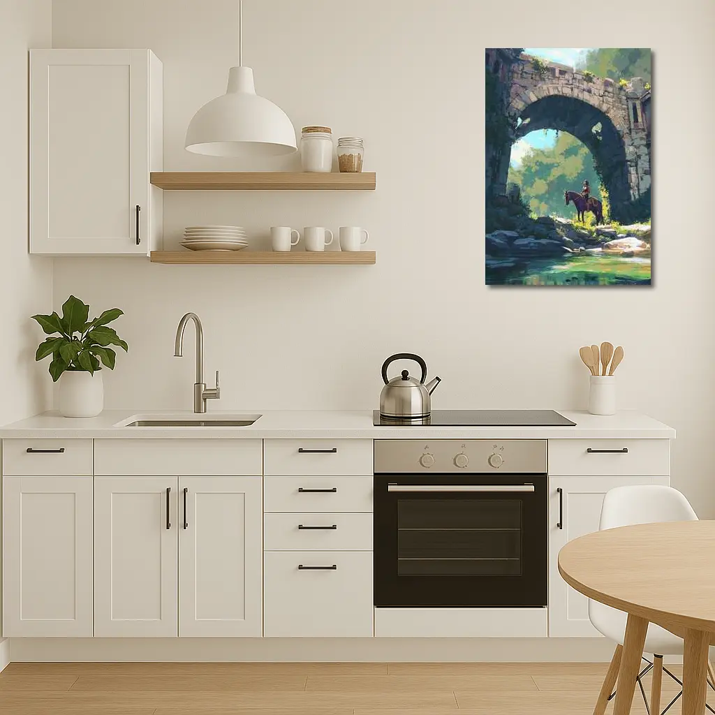 Rider on Horse Under Ancient Stone Arch – Wall Art