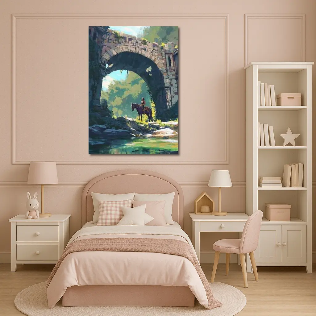Rider on Horse Under Ancient Stone Arch – Wall Art