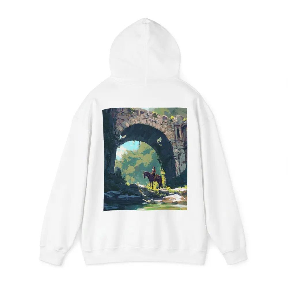 Rider on Horse Under Ancient Stone Arch – Hoodies